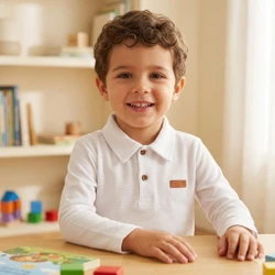 68094 CAMISETA ML GOLA POLO - COR BRANCO PINGO LELÊ