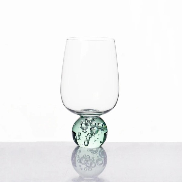 Jogo 6 Taças Base Esfera Verde e Transparente 580ml