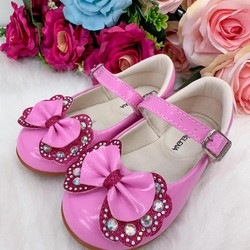 Sapatilha Flor Di Mila – Rosa Chiclete com Pink Laço e Strass