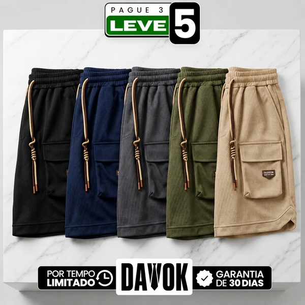 [Pague 3, Leve 5] Bermuda Draken Masculina em Malha Técnica Microperfurada, Ajuste de Tração e Bolsos Cargo Utilitários com Patch Tático Emborrachado