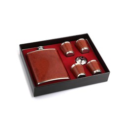 Kit Jack Daniel's 6 peças (Cantil - Funil - 4 Copos) Marrom