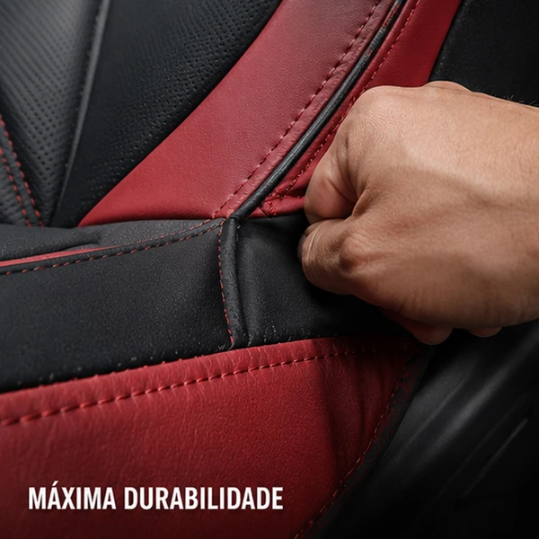 Kit Completo de Capas para Banco de Carro Averon em Couro Legítimo Universal 5 Lugares Com Airbag + Tapetes e Capa de Volante