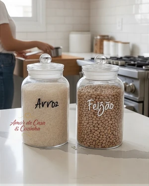 KIT 2 POTES DE VIDRO HERMÉTICO ARENA 1,5L PERSONALIZADO