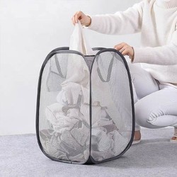 Cesta de lavanderia pop-up de malha, cesta de lavanderia, cesta de armazenamento de roupas sujas dobrável, cesta de armazenamento de grande capacidade