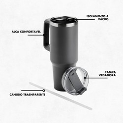 Copo Térmico Grande 1200 Ml Canudo Parede Dupla - ROSA PINK