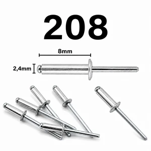 Rebite Pop 208 Alumínio 2,4 x 8 mm - Kit com 100 Unidades | Alta Resistência