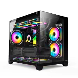 Gabinete Gamer Fortrek Clarity Frontal e Lateral em Vidro Micro ATX Preto