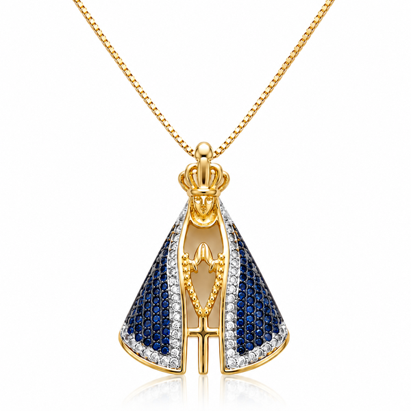 Colar Nossa Senhora Aparecida Banhado a Ouro 18K – Fé, Proteção e Elegância