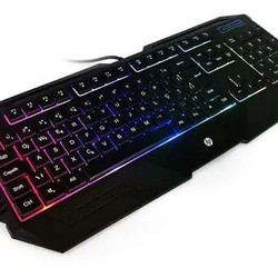 Teclado Gamer HP Preto LED RGB 4 Cores USB - K110