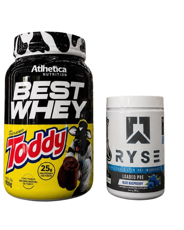 KIT ATLHETICA + RYSE - 1 BEST WHEY TODDY + PRÉ TREINO RYSE