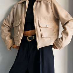 Jaqueta Feminina Cropped de Inverno com Zíper