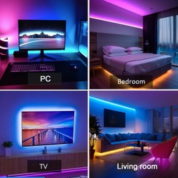Luzes de tira led rgb 5m 10m 20m 30m luz da sala led com controle app fita flexível luces fita led para decoração do quarto