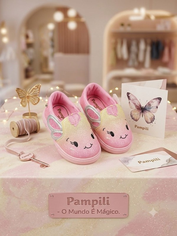 TENIS PAMPILI POM POM ROSA CHICLETE/COLORIDO 108196 