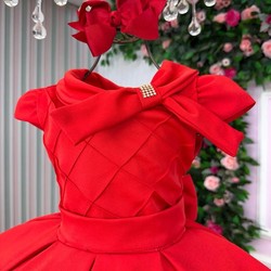 Vestido Luxo Vermelho - Gola com Laço 
