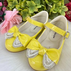 Sapatilha Flor Di MIla -  Amarelo Laço com Glitter