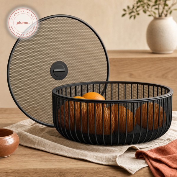 Fruteira de Mesa com Tampa Tela Mesh