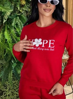 BLUSA MOLETOM HOPE FLOR -VERMELHA