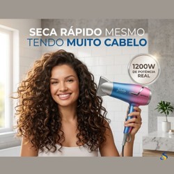 Secador de Cabelo By Juliette, Azul/Rosa, 1200W, Bivolt - SCT-JU-03