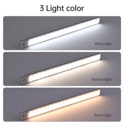 Sensor de movimento sem fio LED Night Light, USB lâmpada recarregável, armário, armário, armário, sob retroiluminação, cozinha