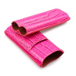 Porta 2 Charutos em Couro Motier com Cortador - Rosa