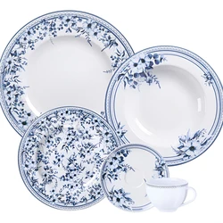 Aparelho De Jantar 20 Peças Tramontina Azzura Em Porcelana Decorada 2 Cor Branco