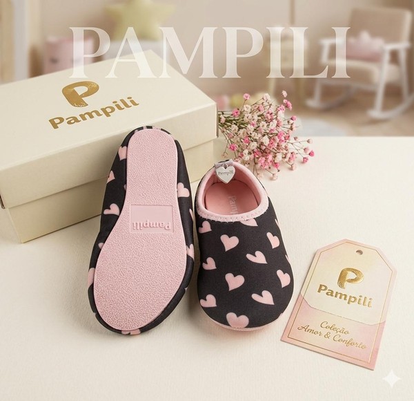 SAPATILHA PAMPILI BEM-ME-QUER PRETO/ROSA GLACE TEC 648002 