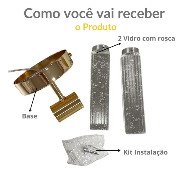 Luminária Arandela Dourada Cristal