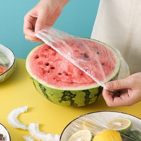 Capa descartável para alimentos, envoltório saran, capa intestinal de qualidade alimentar, saco plástico para manter fresco, acessórios de armazenamento de cozinha