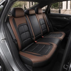 Kit Completo de Capas para Banco de Carro Velox  em Couro Legítimo Universal 5 Lugares Com Airbag + Tapetes e Capa de Volante