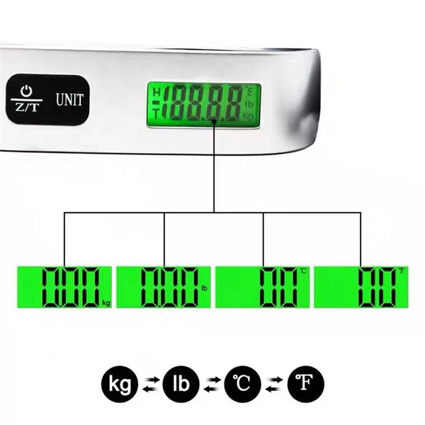 Balança portátil digital display lcd 110lb/50kg bagagem eletrônica pendurado mala de viagem pesa saco de bagagem ferramentas de equilíbrio de peso