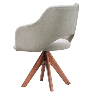 Poltrona Parma Giratória Linho Off White e Castanho