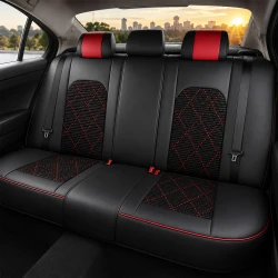 Kit Completo de Capas para Banco de Carro Evurion em Couro Legítimo Universal 5 Lugares Com Airbag + Tapetes e Capa de Volante