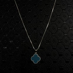 COLAR SINGAPURA 45cm+PINGENTE TREVO AZUL