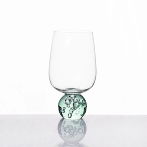 Jogo 6 Taças Base Esfera Verde e Transparente 580ml