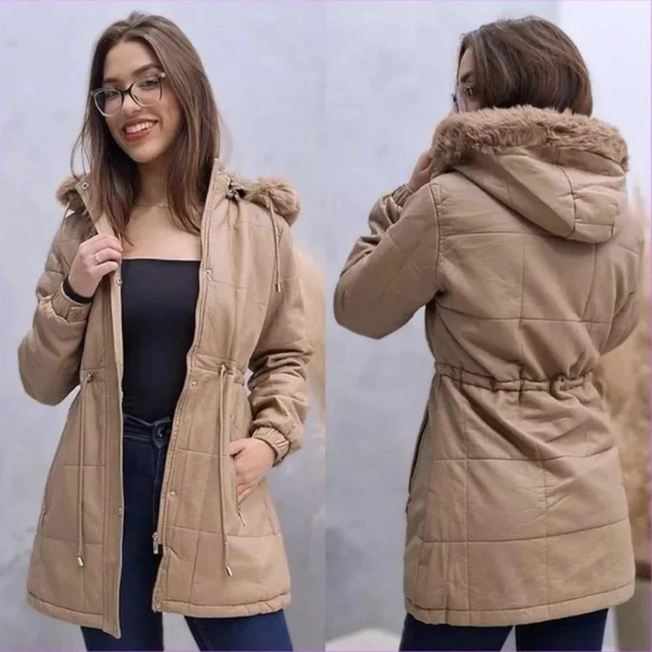[Pague 1 Leve 2] Parka Feminina Premium Forrada com Ajuste na Cintura e Capuz Removível
