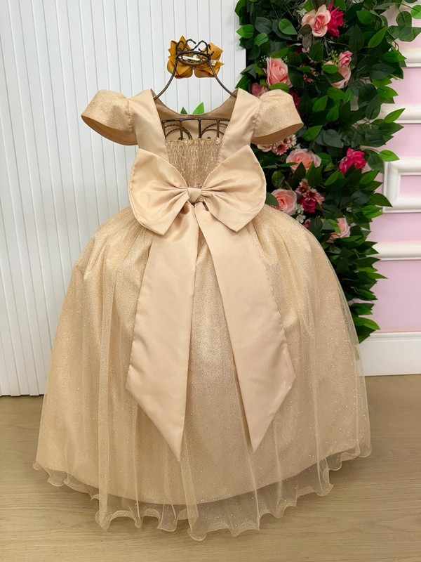 Vestido Luxo Longo - Dourado Brilhoso 