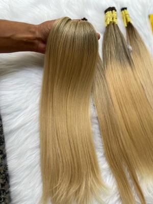 Cabelo Brasileiro Loiro Mesclado 50cm (Raiz Escura) - 100gr