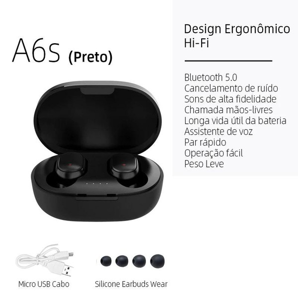 E7S TWS HiFi Fone De Ouvido Bluetooth 5.0 Sem Fio Com Cancelamento De Ruído Display LED A6s E6s