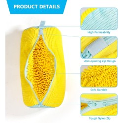 Bolsa durável para máquina de lavar sapatos para todos os tipos de sapatos-amarelo com zíper azul, ideal para tênis e sapatos casuais, bolsa para lavagem de roupas