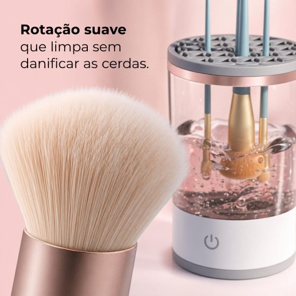 Limpador Elétrico de Pincéis de Maquiagem USB com Rotação Automática Limpa e Seca Rápido