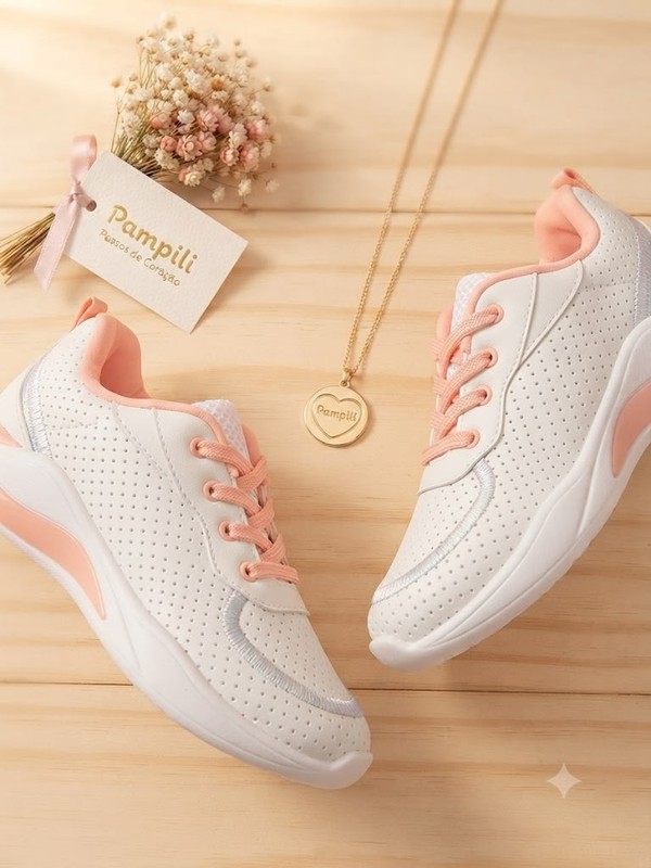 TENIS PAMPILI NALU BRANCO/ROSA DONUT SINT 658021 