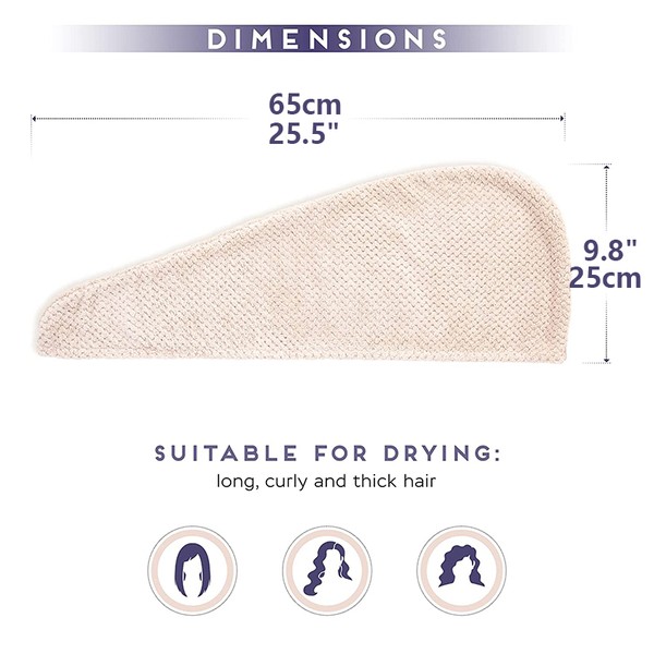 Toalha de cabelo de cor sólida Touca de cabelo seca texturizada 9,8 