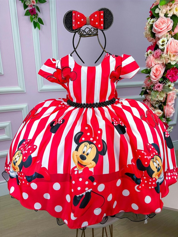 Vestido Temático Vermelho Clássico - Minnie Mouse  