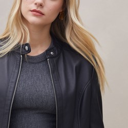 Jaqueta de Couro Pelica Zipper - Preto