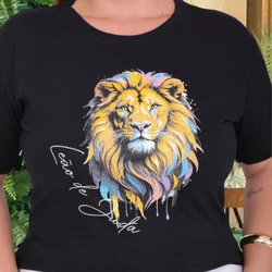 TSHIRT NO ALGODÃO LEÃO DE JUDÁ - PRETA