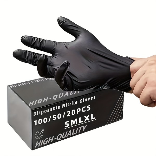 100/50/20 pçs luvas de nitrilo preto engrossado luvas descartáveis para limpeza cabeleireiro à prova dwaterproof água lavar louça tatuagem luvas