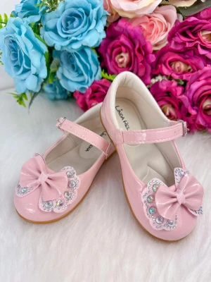 Sapatilha Flor Di MIla - Rosa Lacinho Strass