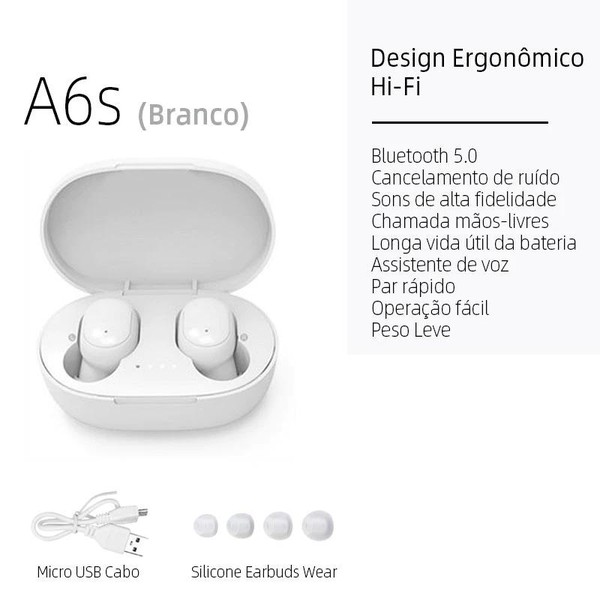 E7S TWS HiFi Fone De Ouvido Bluetooth 5.0 Sem Fio Com Cancelamento De Ruído Display LED A6s E6s