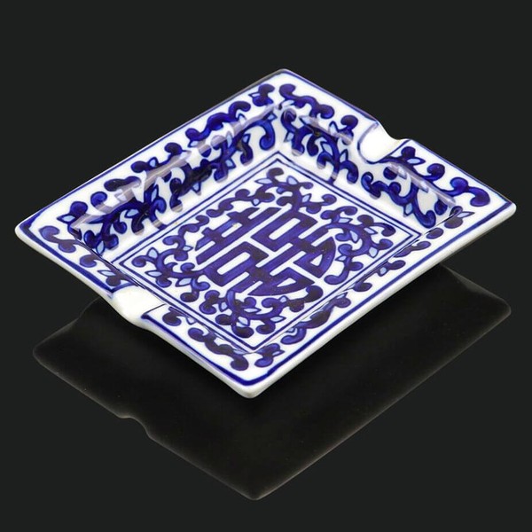 Cinzeiro de Porcelana para 2 Charutos Moulin - Azul
