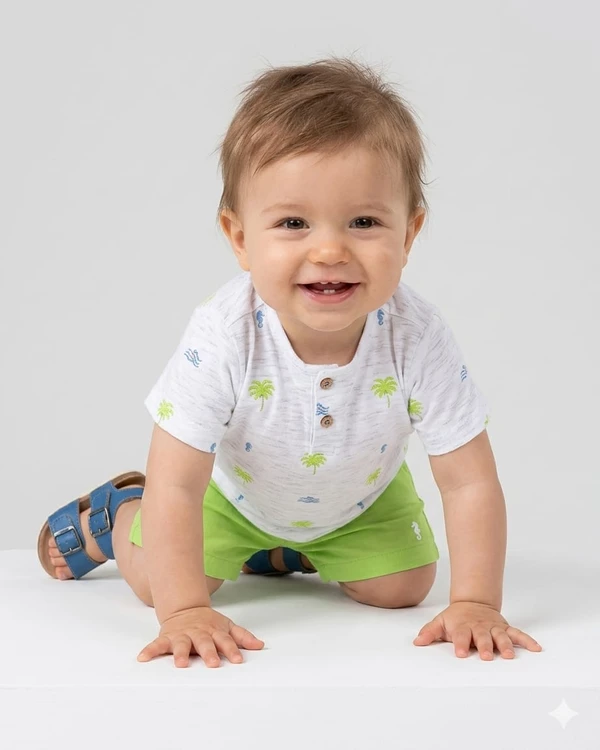 CONJUNTO LINHO LEVE ESTAMPADA  PISTACHE VERDE ONDA MARINHA - 1233034